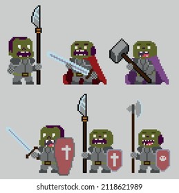Set of pixel characters in art style