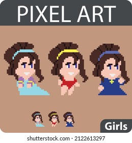 Set of pixel characters in art style