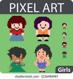 Conjunto de caracteres de píxel en estilo de arte