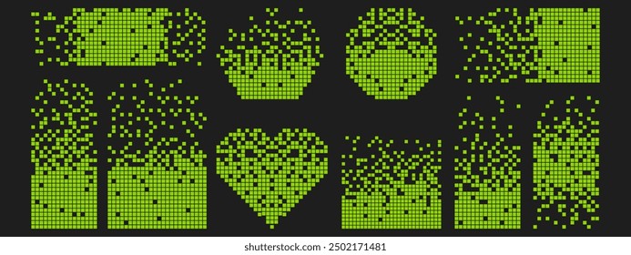 Set of pixel disintegration backgrounds. Abstract square halftone mosaic. Vector illustration. - Powered by Shutterstock - Get 15% off with code: PIKWIZARD15