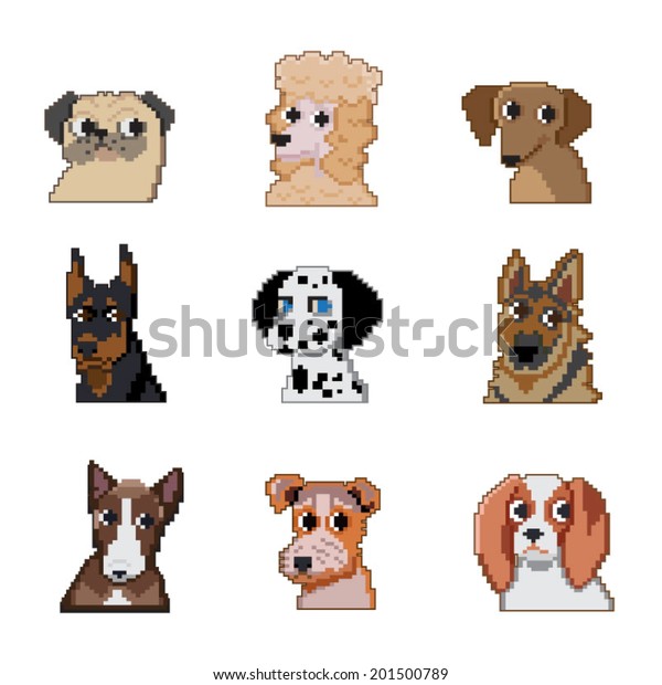 Set Pixel Dogs Stock Vector (Royalty Free) 201500789 | Shutterstock