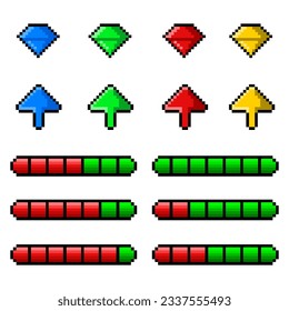  Set of pixel elements for navigation and notation. Editable vector