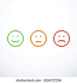 Set of pixel emoticon icons