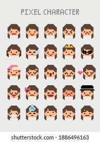 A set of pixel emoticons.