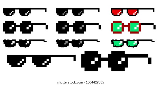 set of pixel glasses concept. easy to modify