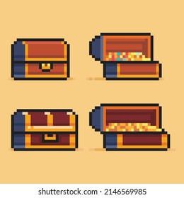 Set of pixel graphics icons Game art Treasures for animation