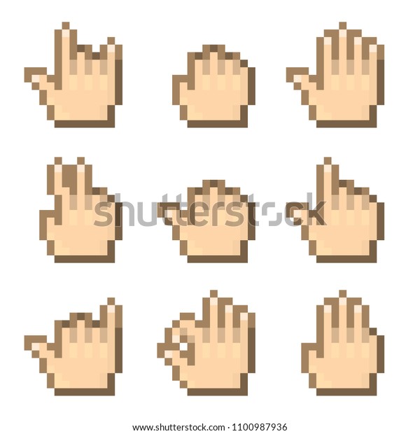 Set Pixel Hand Stock Vector (Royalty Free) 1100987936 | Shutterstock