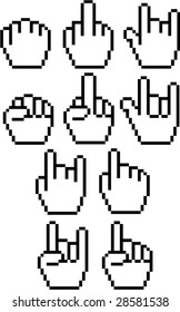 Set of pixel hand icons