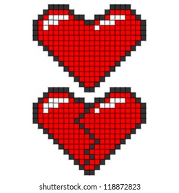 Set of pixel heart