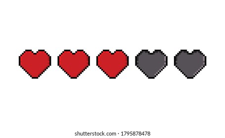 SET OF PIXEL HEART ICON BAR