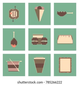Set Pixel icons of fast food