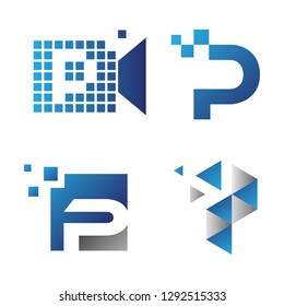 Set pixel letter P for your best business company symbol. Vector design pixel technology. Vector illustration EPS.8 EPS.10