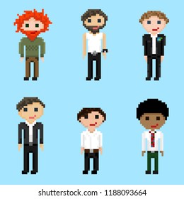 A set of pixel males in different images