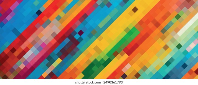 Set pixel mosaic textures with simple square particles. Vector illustration on black background.