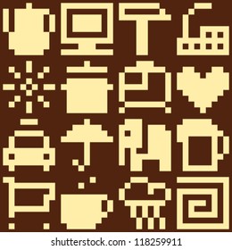 Set of pixel objects. Vector pattern