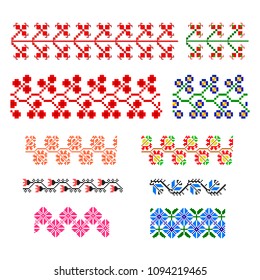 Vector Imitation Vintage Crossstitch Floral Ornate Stock Vector ...