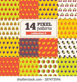 Set of pixel patterns - Fruits. All patterns were added in Swatches palette 