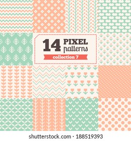 Set of pixel patterns - Spring