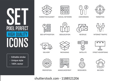 Set pixel perfect high quality lines icons