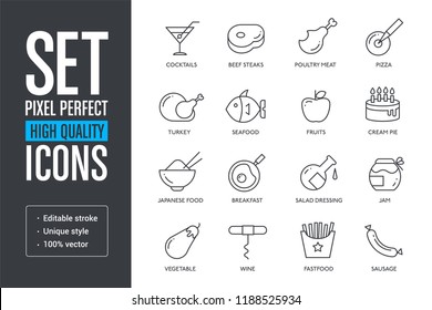 Set pixel perfect high quality lines icons