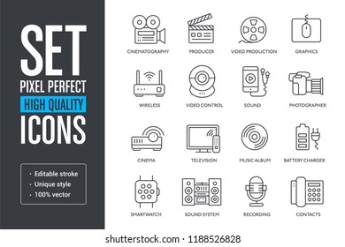 Set pixel perfect high quality lines icons