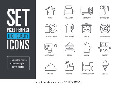 Set pixel perfect high quality lines icons