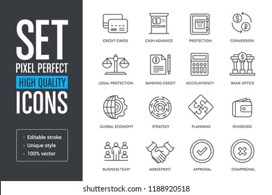 Set pixel perfect high quality lines icons