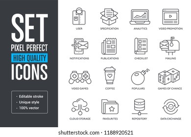Set pixel perfect high quality lines icons