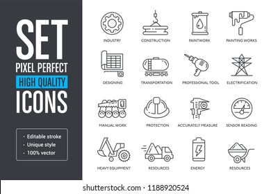 Set pixel perfect high quality lines icons