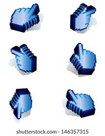Set of pixel pointers in the shape of a hand, for your ideas. EPS 10