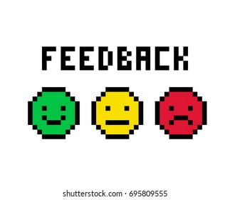 Set pixel smiley feedback - isolated vector illustration