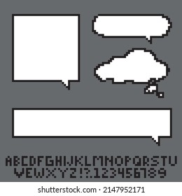 Set pixel speech bubbles.A set of speech balloons, a graphic element for comics for words and phrases.Pixel art 8-bit .