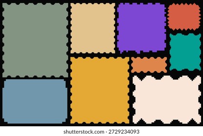 Set of pixel stamps with empty space.