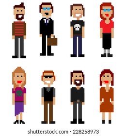 Set Pixel Style People Illustration Icons Stock Vector (Royalty Free ...