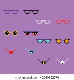 conjunto de gafas de sol de píxeles, hombre vidrio de sol