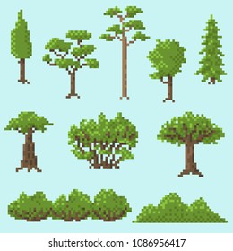 A set of pixel trees for games and mobile applications.