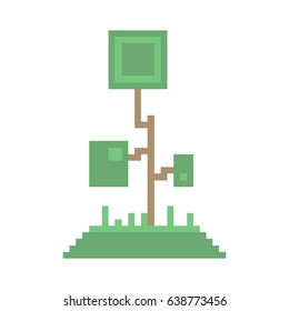 Set of pixel trees for games and mobile applications. 8-bit graphics.