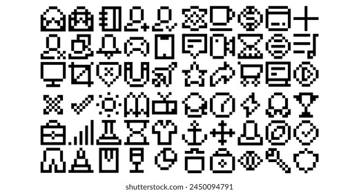 conjunto de iconos ui ux de píxel, colección de conjunto de iconos de interfaz de usuario	
