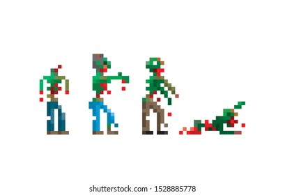 set of pixel zombies vector illustration