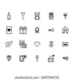 Iconos de ocho bits para el Día de San Valentín