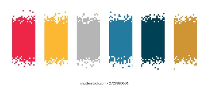 set of pixelated multicolor grid block texture background vector