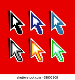 Set of pixeled vector cursors