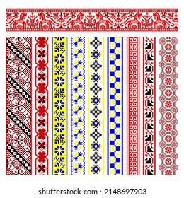 Set of Pixelized pattern Vyshyvanka Traditional Ukrainian Seamless Pattern slavic ornament