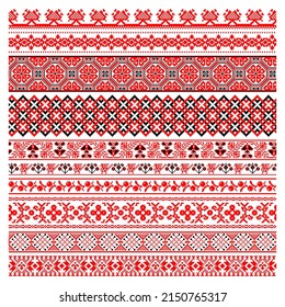 Pixelmuster Vyshyvanka Traditionelles ukrainisches Muster ohne Muster Sklavenverzierungen und Stickereien