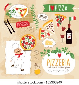 set of Pizza design elements