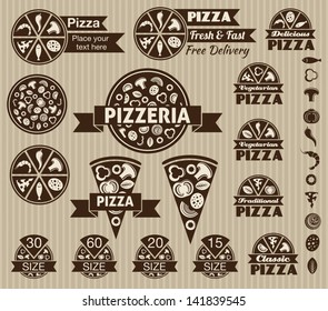 Set of pizza design elements