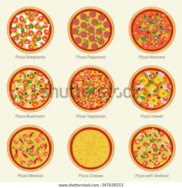 Set Pizza Different Ingredients Vector Flat Stock Vector (Royalty Free ...