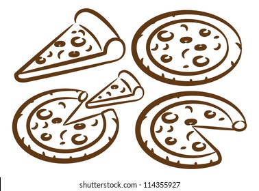 set of pizza doodle