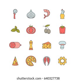 conjunto de ícones de pizza