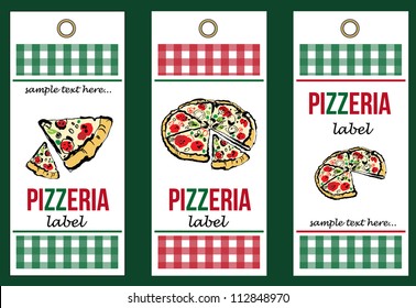 set of pizza labels